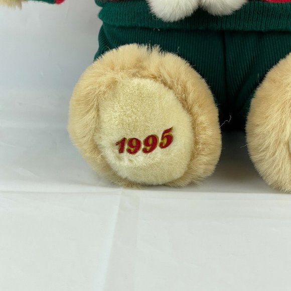 Dandee 1995 Tan Reindeer 22" Plush Red Green Christmas Sweater Corduroy Hat - Picture 2 of 7